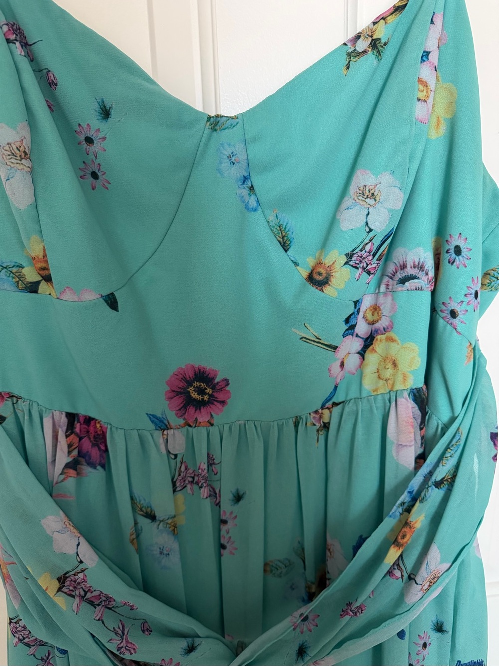 City Chic Aqua Floral Spaghetti-Strap Dress - Picture 4 of 6